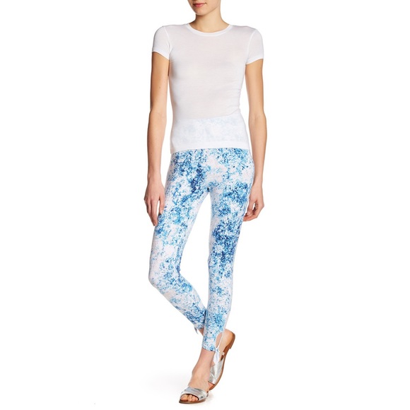 Lysse Blue White Mineral Tie Ankle Leggings NWT - Picture 1 of 7